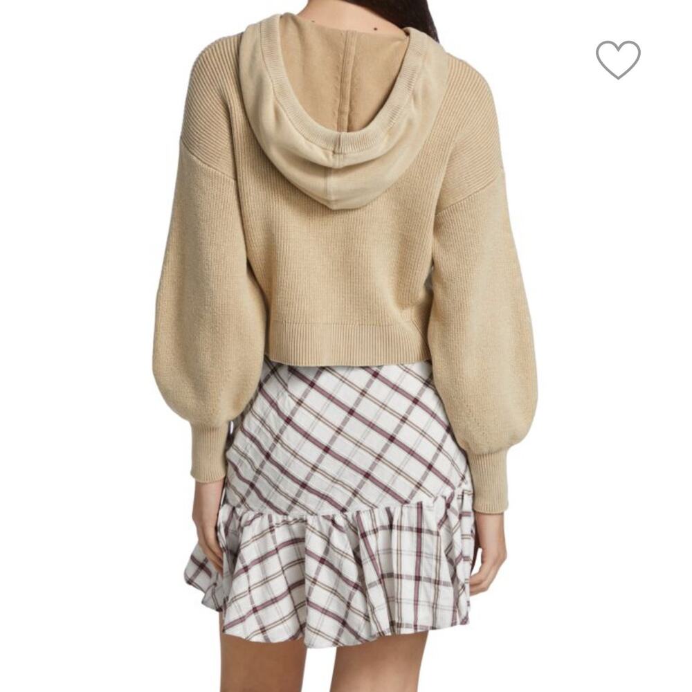 Veronica Beard Ursina Sweater Hoodie Pullover Sweatshirt Cream 100% Cotton Knit - Picture 13 of 16